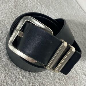 5/$25 Black Faux Leather Belt With Silver Tone Hardware